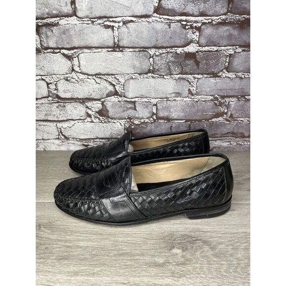 Cole Haan Black Leather Basket Weave Penny Loafers Dress Shoes Men’s 12M US/45EU - Picture 16 of 16